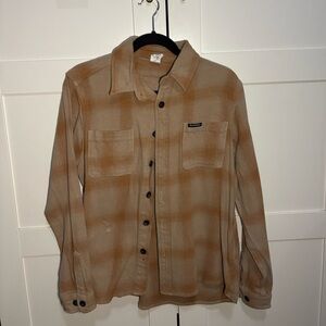 Dutch Bros Beige Plaid Shirt Jacket